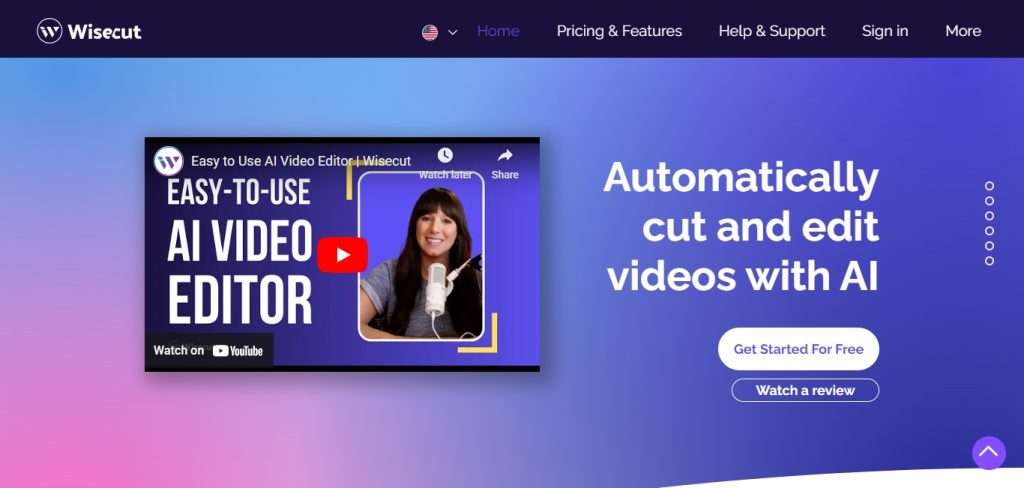 Wisecut  (Best AI Video Editing Tools)
