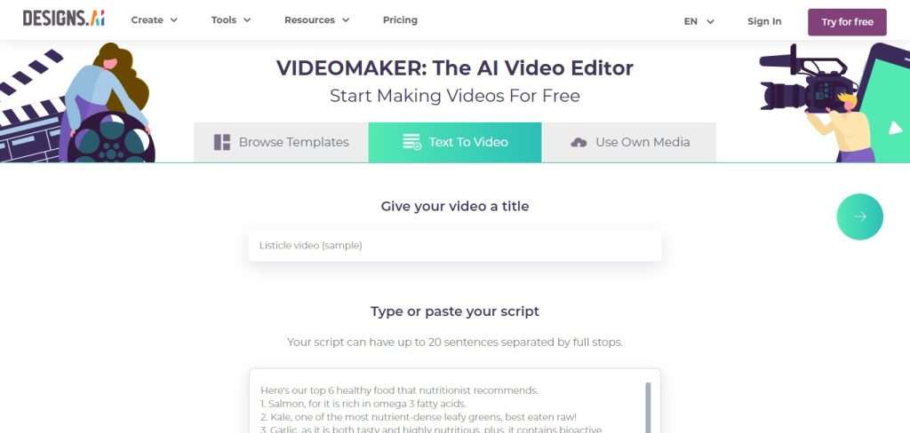 Designs AI Video Maker  (Best AI Video Editing Tools)