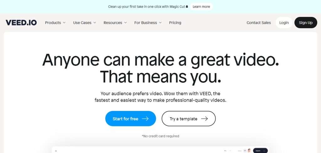 Veed.io  (Best AI Video Editing Tools)