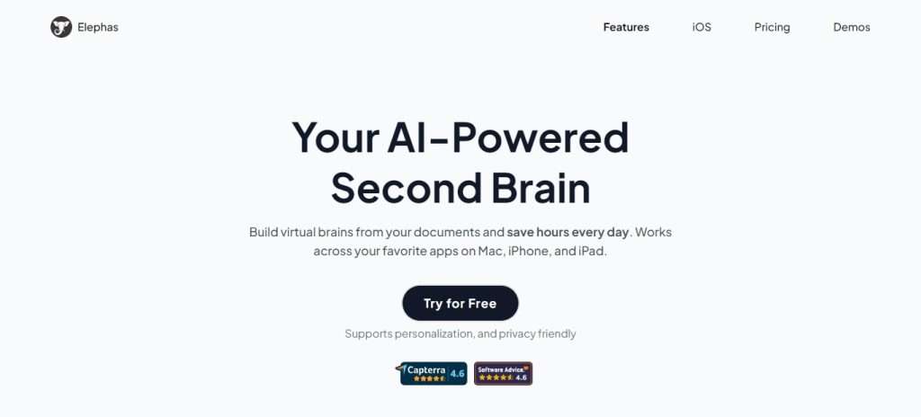  Elephas (Best AI Writing Tools & Apps)