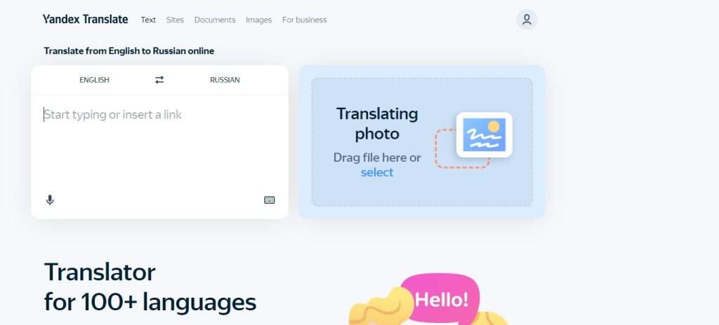Yandex Translate (Best AI Translation Tools)