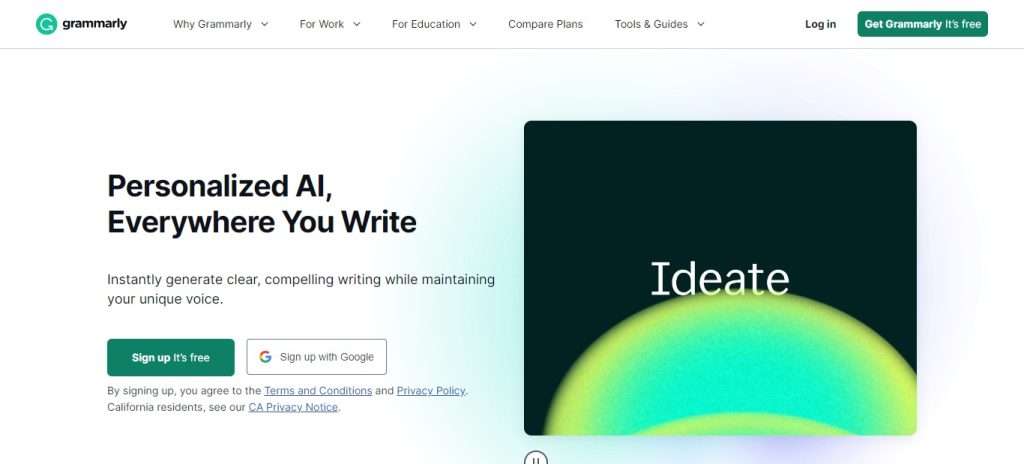 Grammarly (Best Ai Websites For Students)