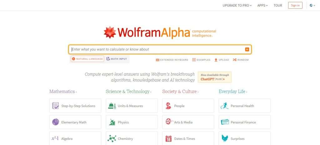 Wolfram Alpha (Best Ai Websites For Students)