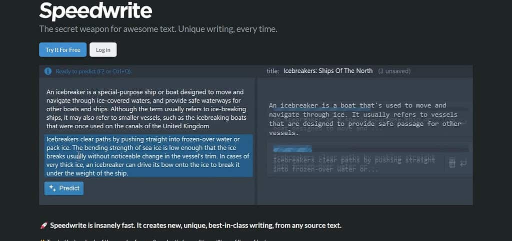 Speedwrite (Best Quillbot Alternatives)