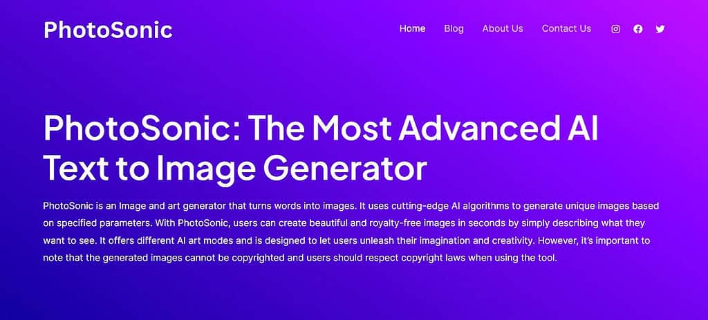 PhotoSonic (Best Ai Art Generators )