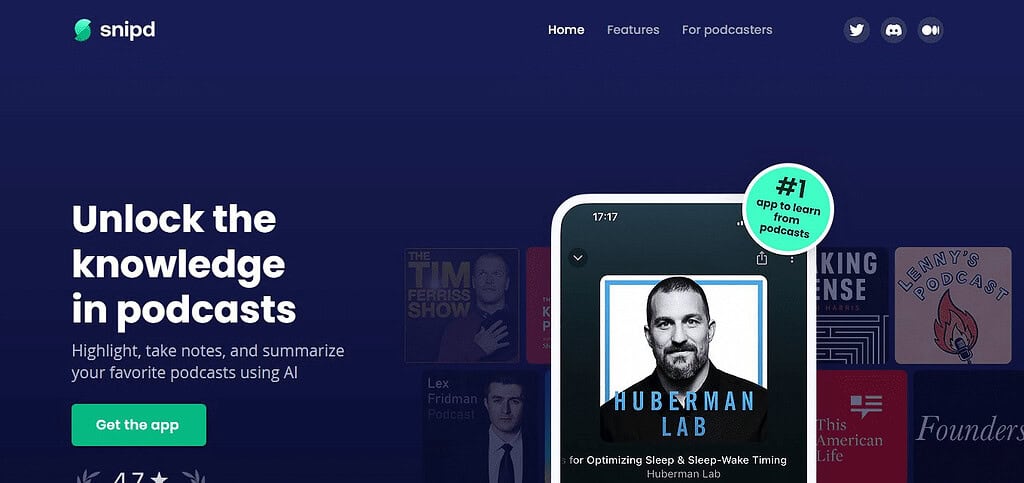Snipd (Best Ai Podcast Generators)