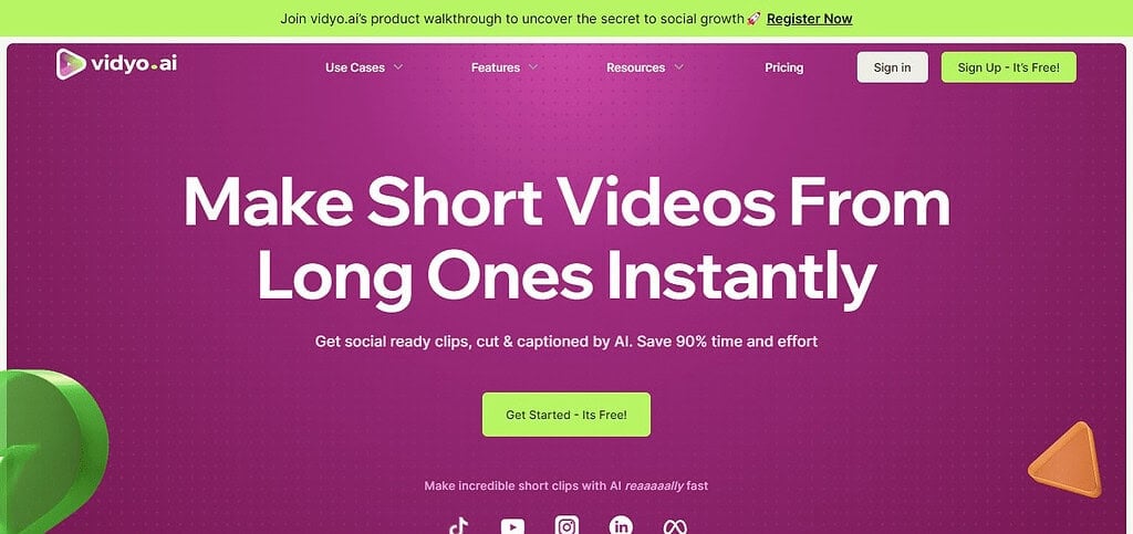 vidyo.ai (Best Ai Video Editing Tools In India)