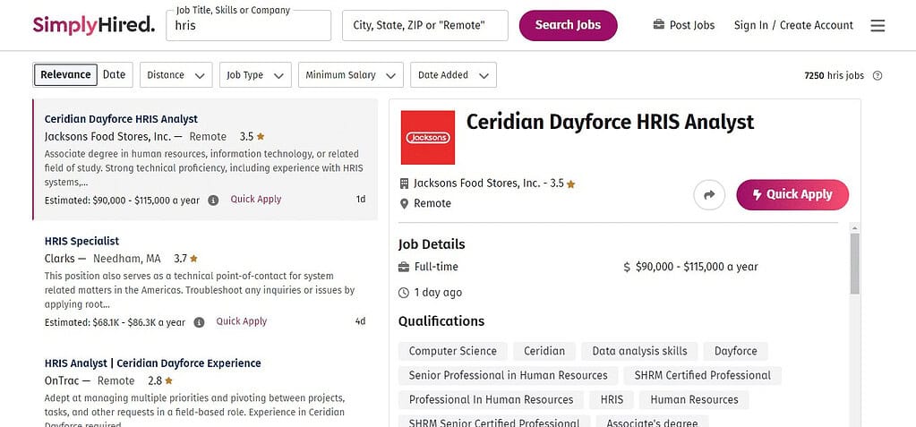 SimplyHired HRIS