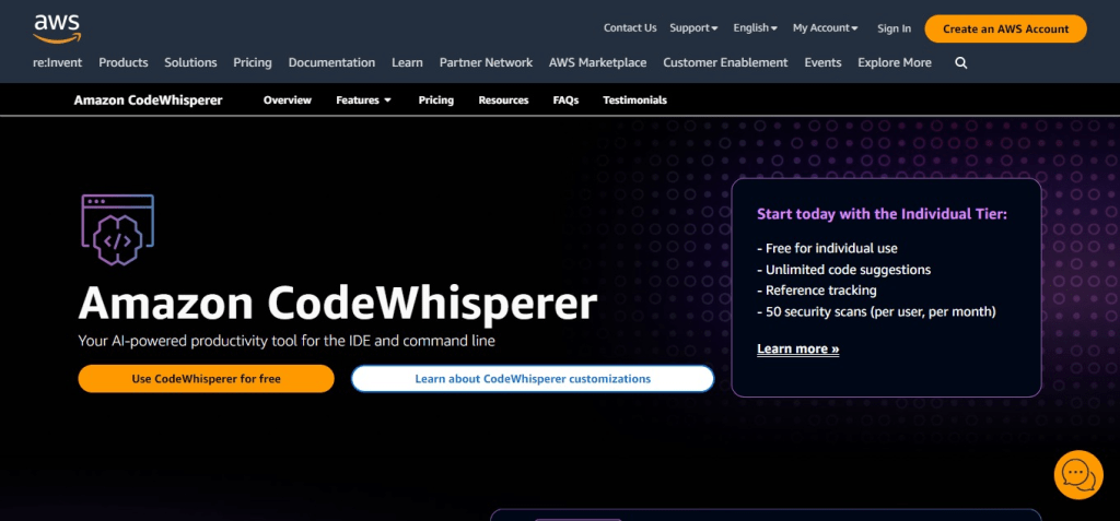 Amazon CodeWhisperer (Best Ai Tools For Developers)