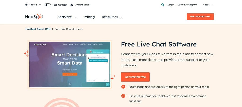 HubSpot Live Chat