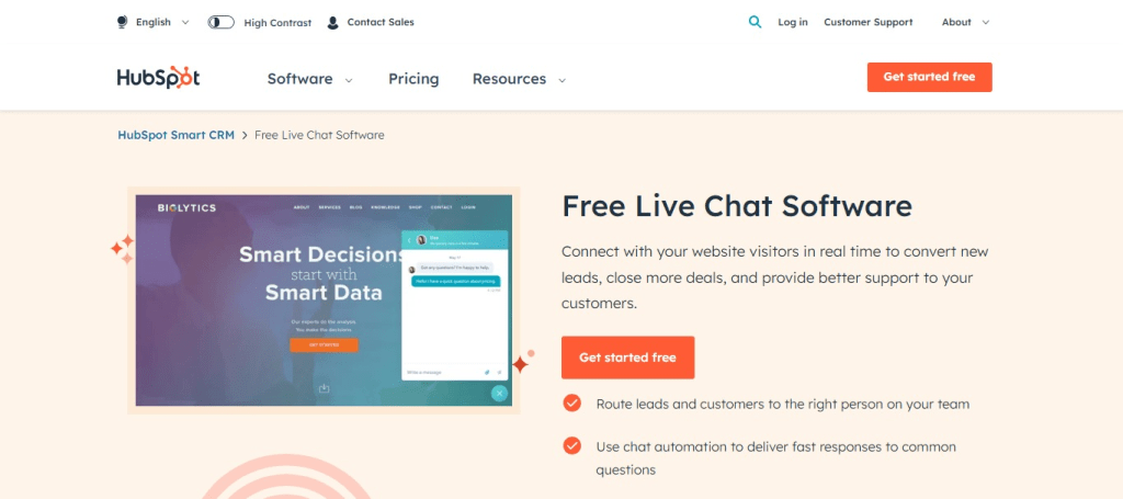 HubSpot Live Chat