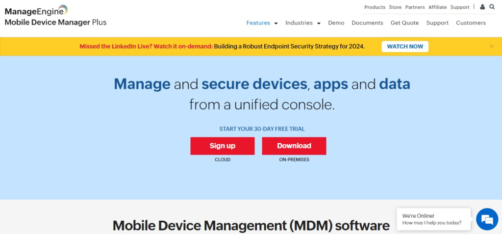 ManageEngine Mobile Device Manager Plus