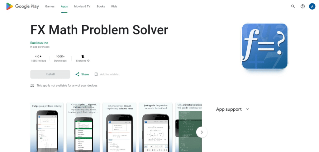 FX Math Solver (Best Free AI Math Solvers Apps)