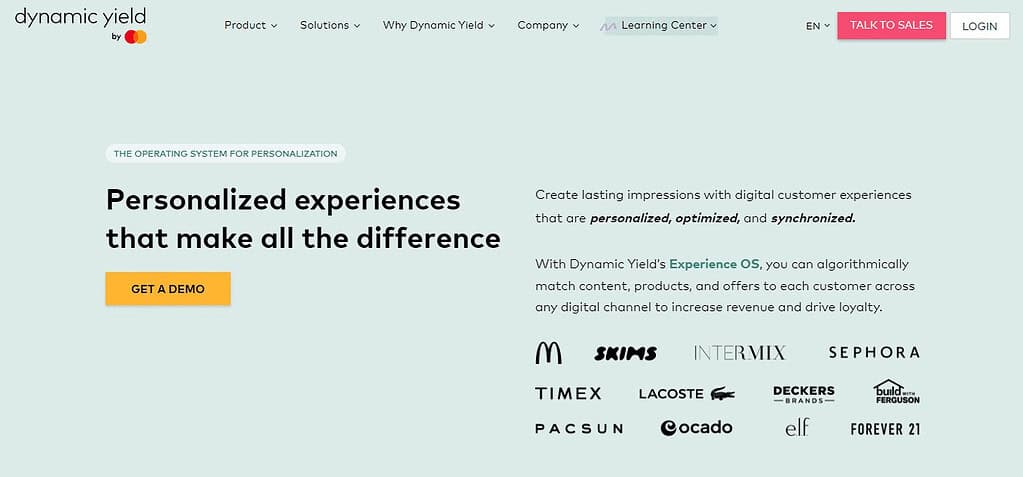 Dynamic Yield (Best E-Commerce Personalization Software)