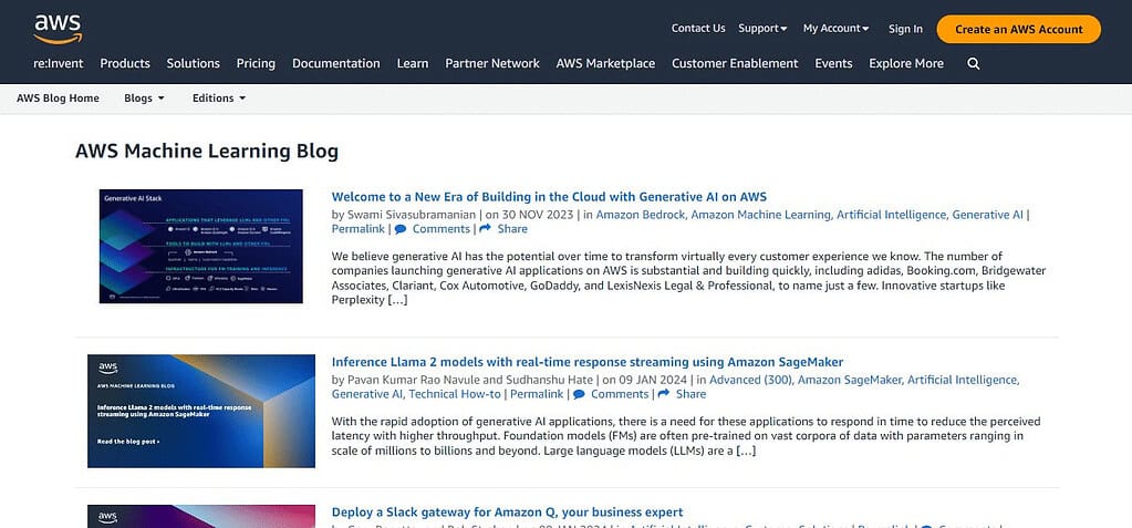 Amazon AWS Machine Learning blog