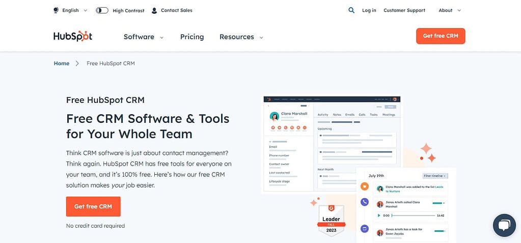 HubSpot (Best Web Hosting For Ai Business )