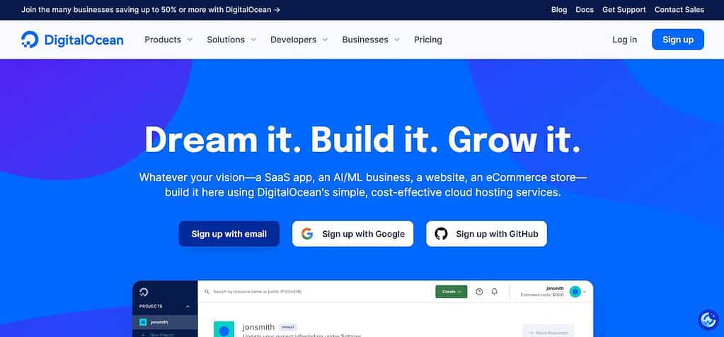 DigitalOcean (Best Web Hosting For Ai Business )