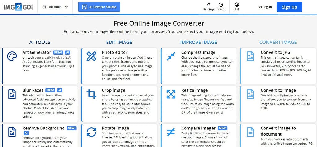 Img2Go (Best FREE AI Image Resizer Tools)