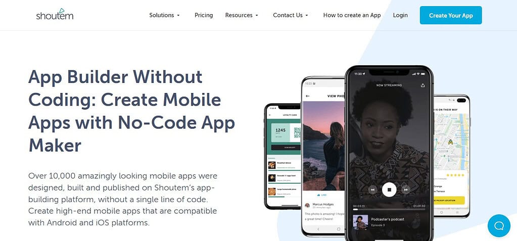 Shoutem (Best No Code App Builders)