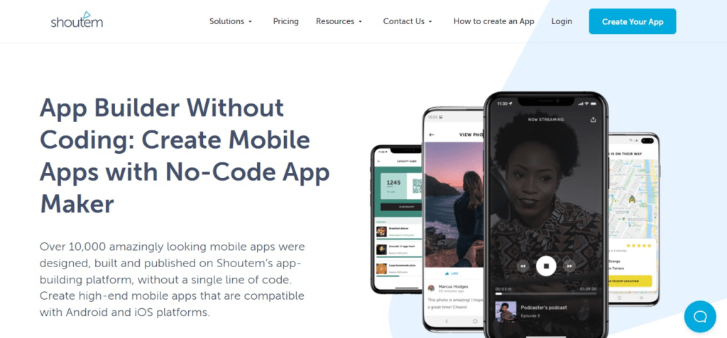 Shoutem  (Best No Code App Builders)