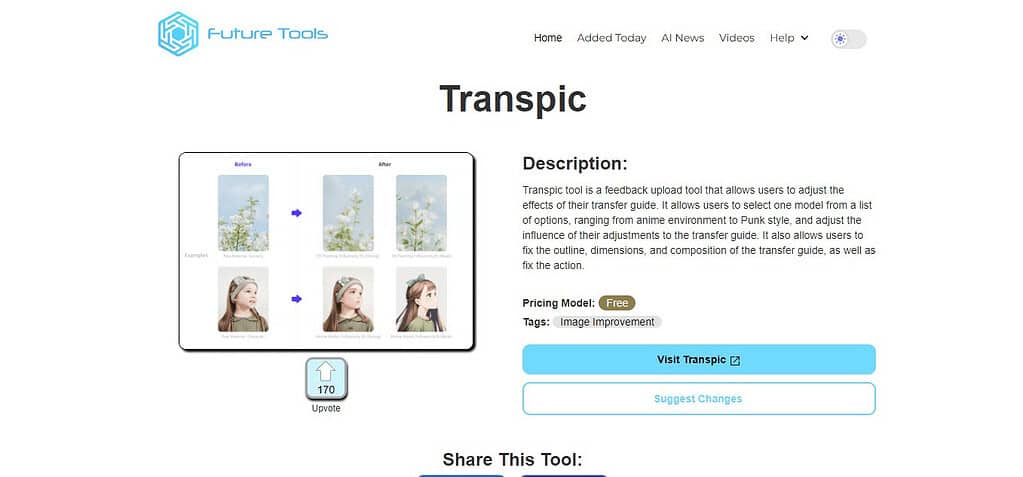 Transpic (Best AI Cartoonizer Tools )
