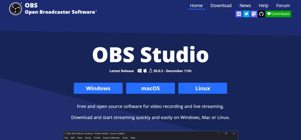 OBS Studio (Best Screen Recorder Apps for Mac )