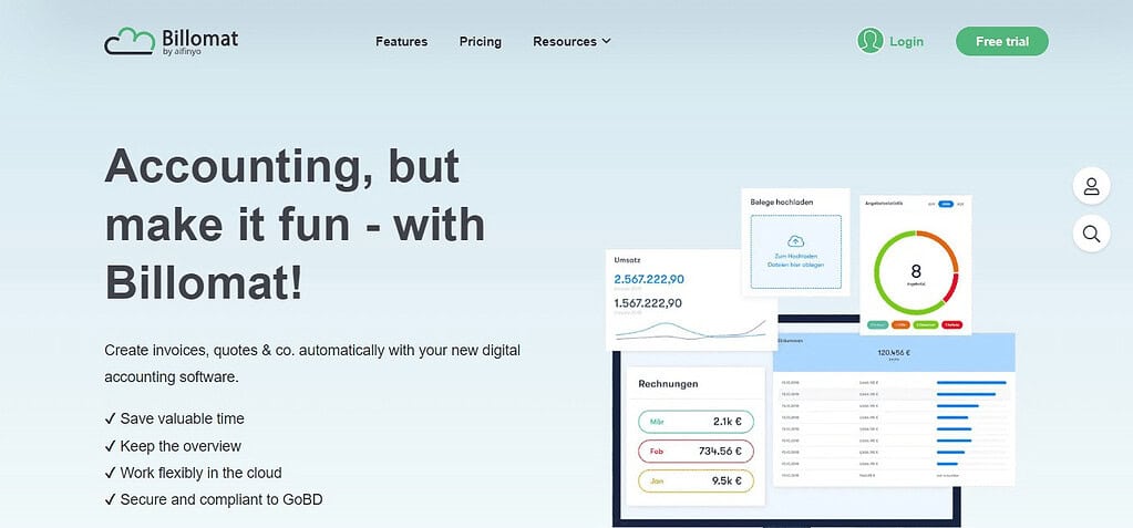 Billomat (Best Invoice Management Software)