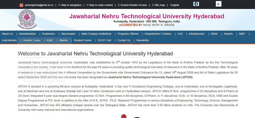 Jawaharlal Nehru Technological University (Best Software Engineering Schools)