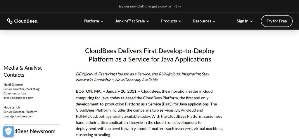 CloudBees PaaS Cloud Service