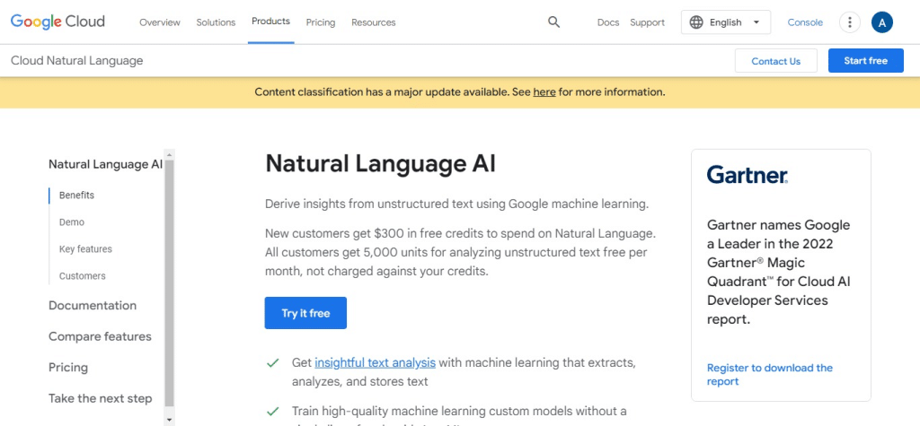 Google Cloud Natural Language API (Best AI Tools For Government Use)