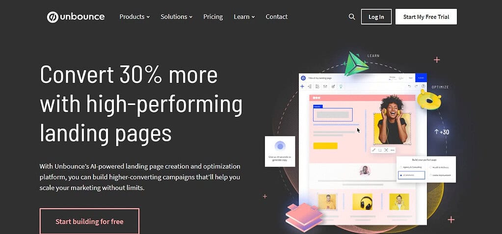 Unbounce (Best A/B Testing Tools)