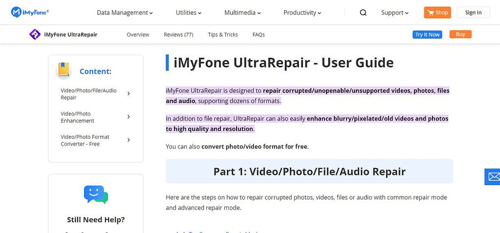 iMyFone UltraRepair File Repair