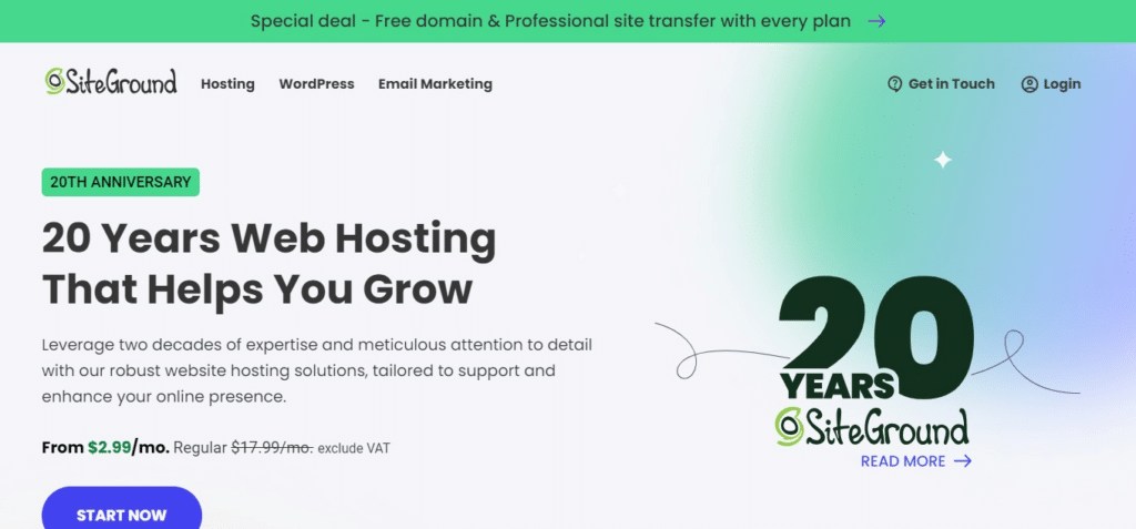 SiteGround (Best Cheap WordPress Hosting Services)