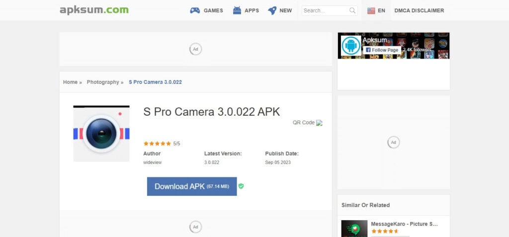 S Pro Camera