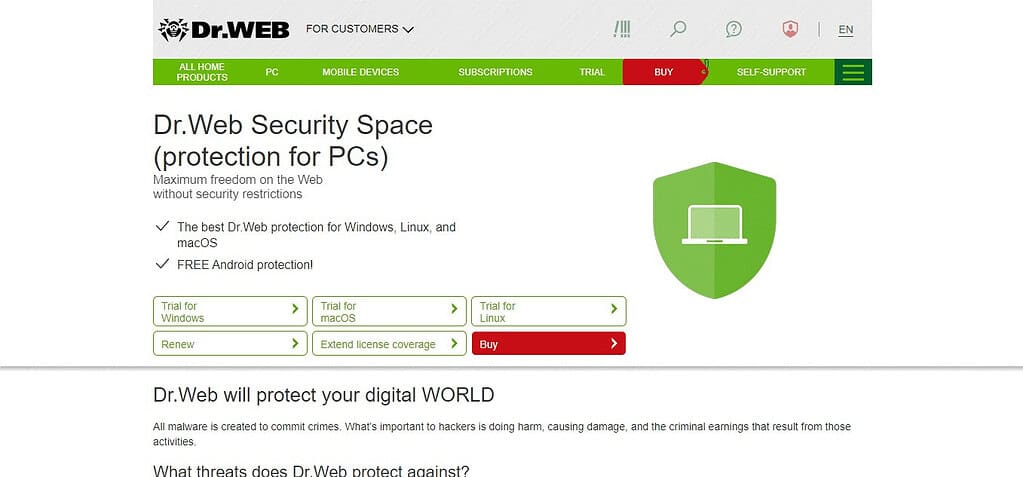 Dr.Web Security Space (Best Free Security App For Android)