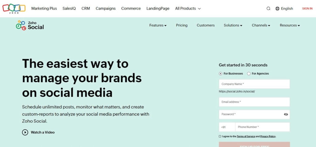 Zoho Social AI App For Social Media Posts