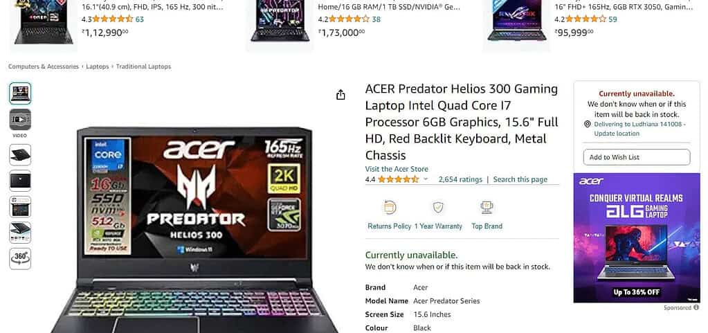Acer Predator Helios 300