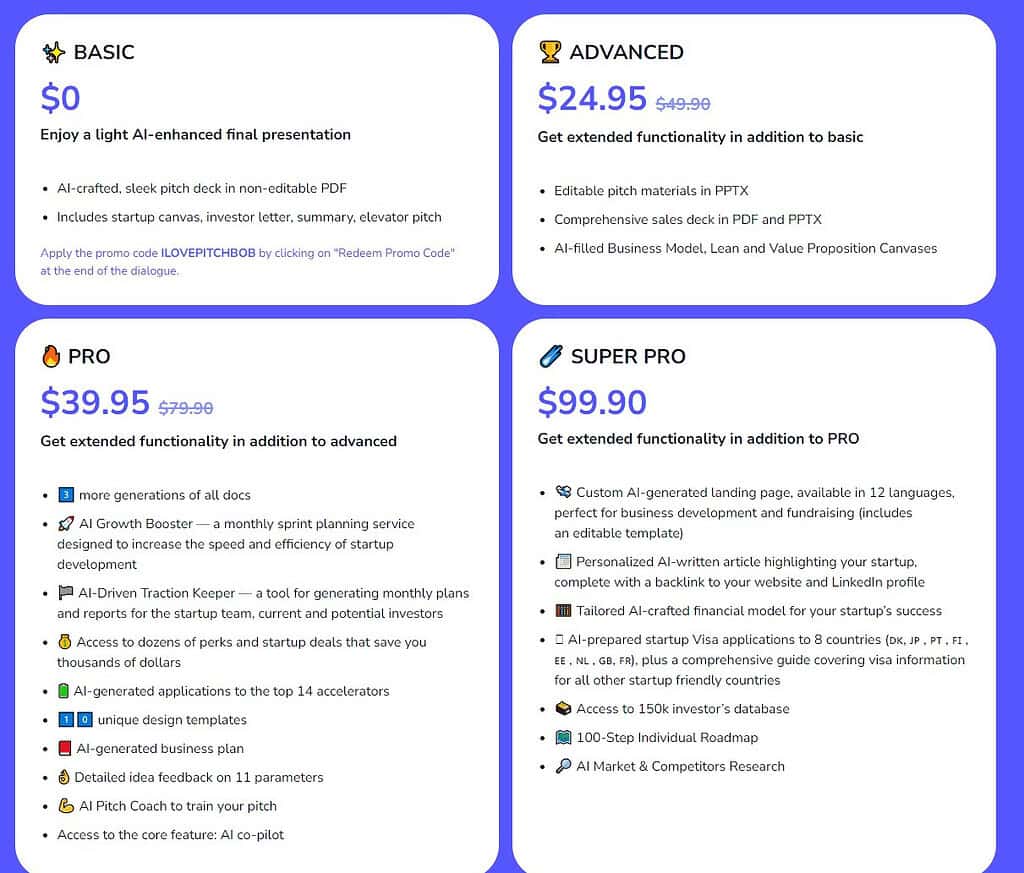 PitchBob Ai Offer Simple, Transparent Pricing