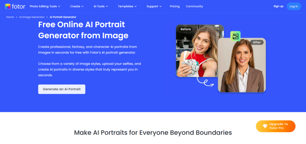 Fotor AI Portrait Generator Best Ai Linkedin Photo Generator