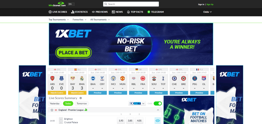 WhoScored Best Ai sports Apps For Android