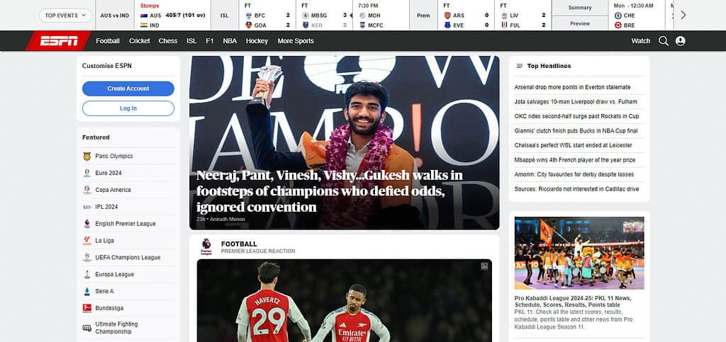 ESPN Best Ai sports Apps For Android