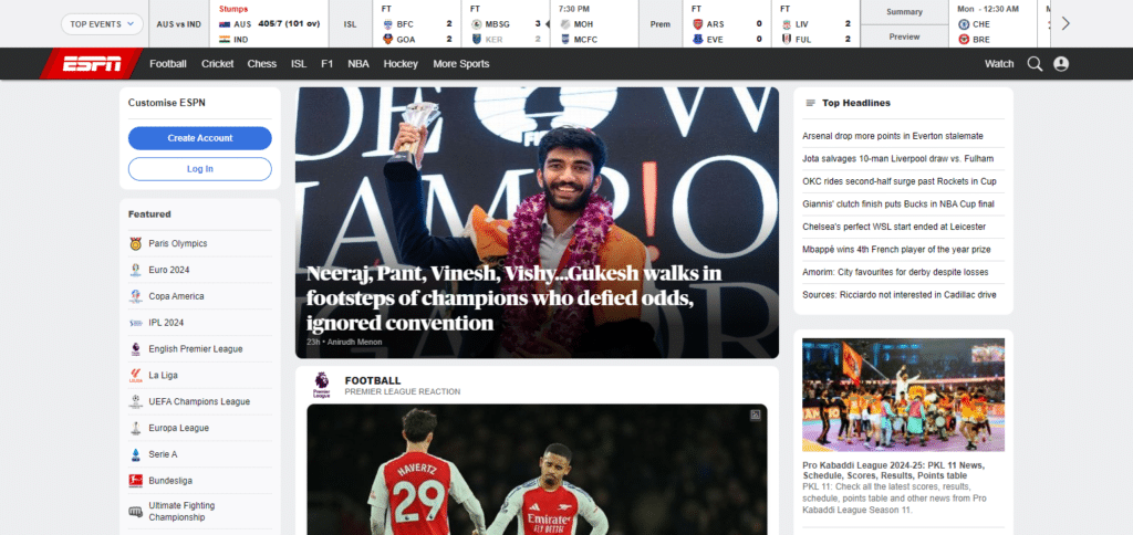 ESPN Best Ai sports Apps For Android