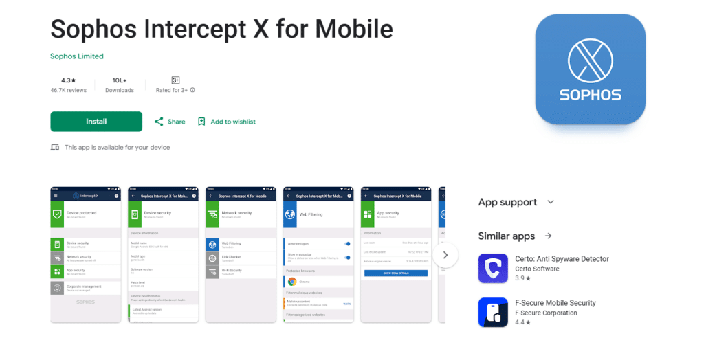 Sophos Intercept X for Mobile Best AI Antivirus Apps for iPhone