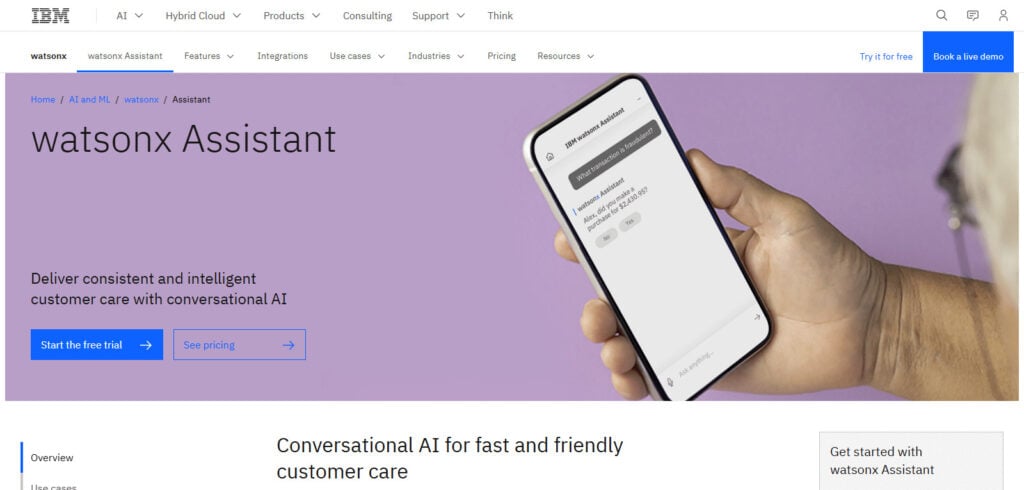 IBM Watson Assistant Best Ai Chatbot In USA
