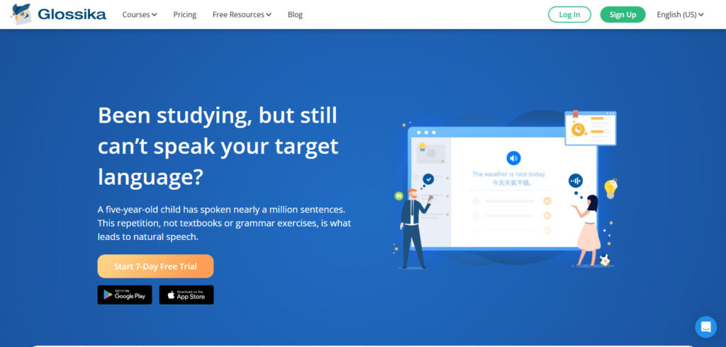 Glossika best AI language learning apps in 2025
