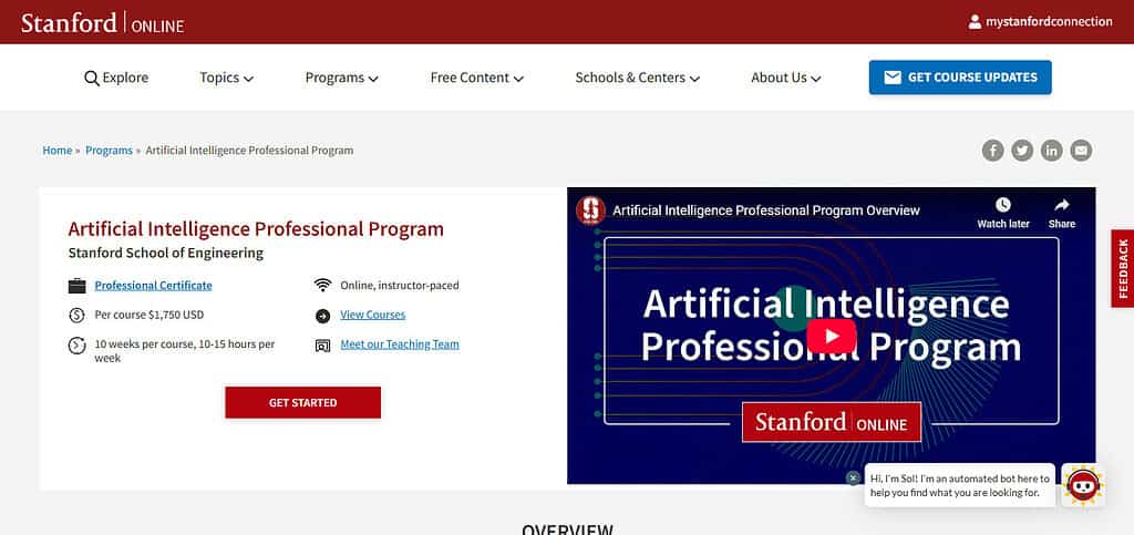 Stanford AI Professional Program Artificial Intelligence Courses
