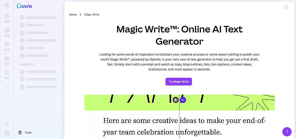 Canva Magic Write AI Solutions for Automating Digital Marketing