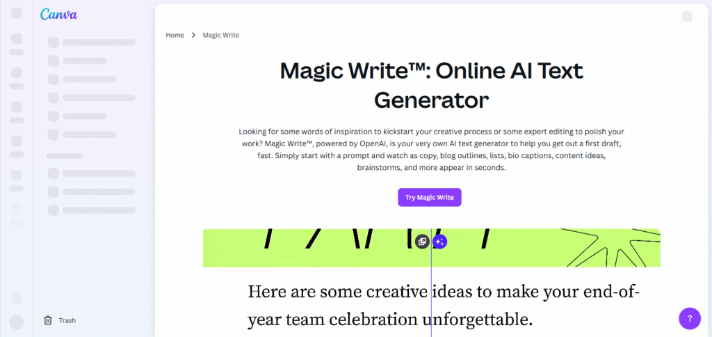 Canva Magic Write AI Solutions for Automating Digital Marketing