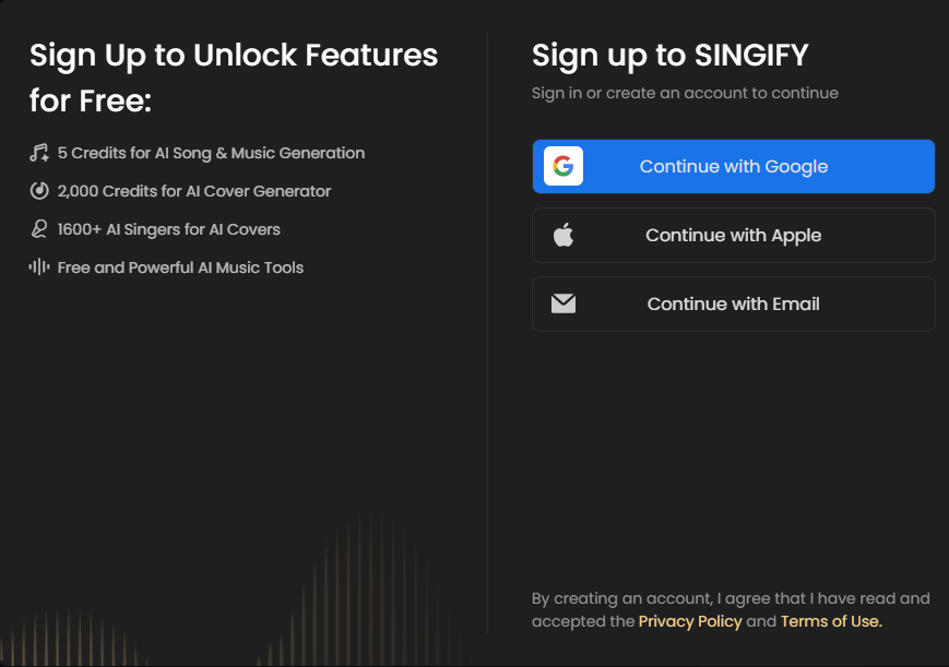 Create an account or sign up as a new user.
