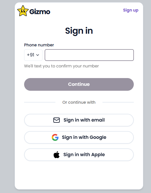 Access the Sign Up Page